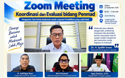 Perkuat Tata Kelola, Kepala MAN 1 Empat Lawang Ikuti Koordinasi dan Evaluasi Bidang Penmad Kanwil Kemenag Sumsel
